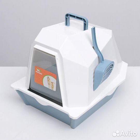 Туалет для кошек фигурный закрытый с совком, 54 х