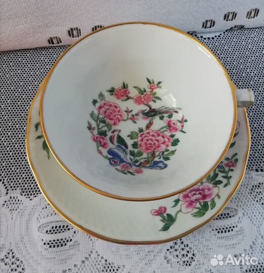 Чайная пара костяной фарфор Франция Лимож