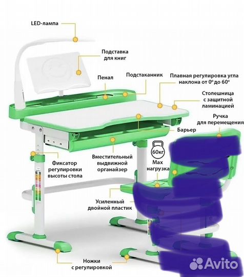 Растущая парта mealux