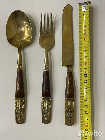 Бронзовый столовый набор ложка вилка нож Будда