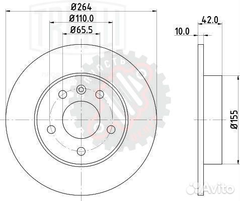 Диск тормозной задний для автомобилей Opel Astra H