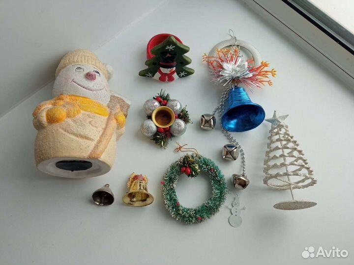 Новогодний декор: ёлки снеговики подсвечник, 8 шт