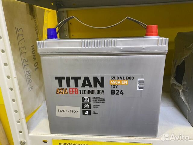 Аккумулятор Titan EFB 57 А/ч обратной полярности