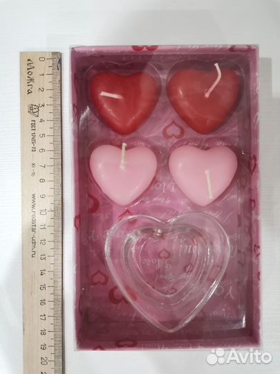 Свечки - сердечки декоративные с подсвечником