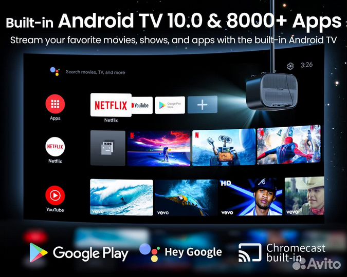 Смарт-проектор etoe E3 Pro 1080P (поддержка 4K)