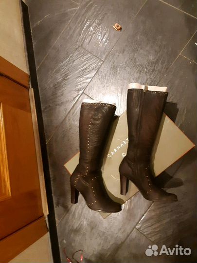 Кожаные зимние сапоги