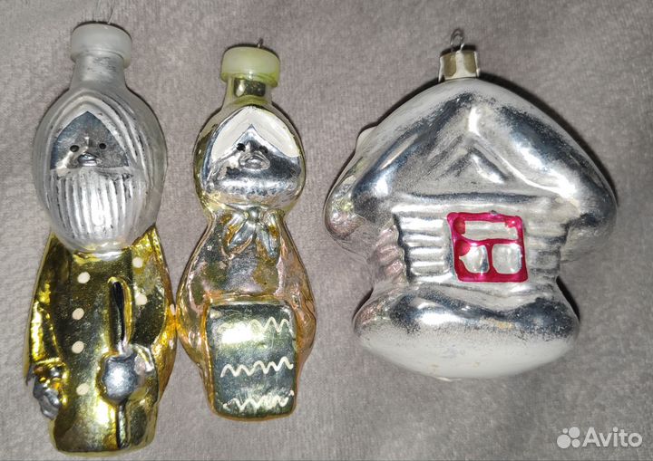 Ёлочные игрушки.Дедушка бабушка и избушка