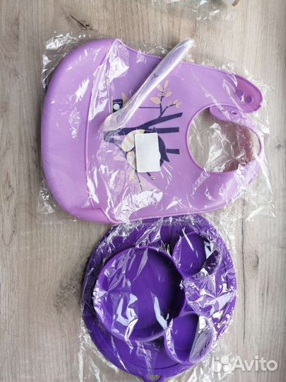 Нагрудники силиконовые, тарелочки, ложечки