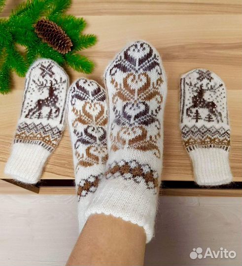 Носки женские пуховые Следки пуховые вязаные