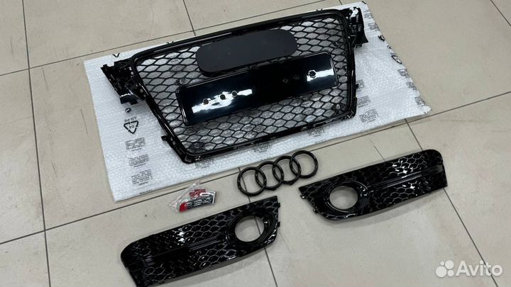 Audi A4 B8 решетка + вставки птф RS look