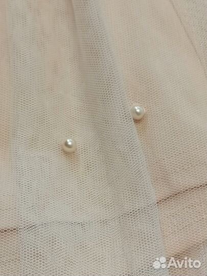 Фатиновая юбка миди на резинке фатин цвета пудра