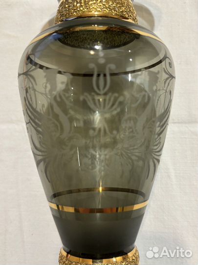 Винтаж: Ваза Богемия Чехословакия с позолотой