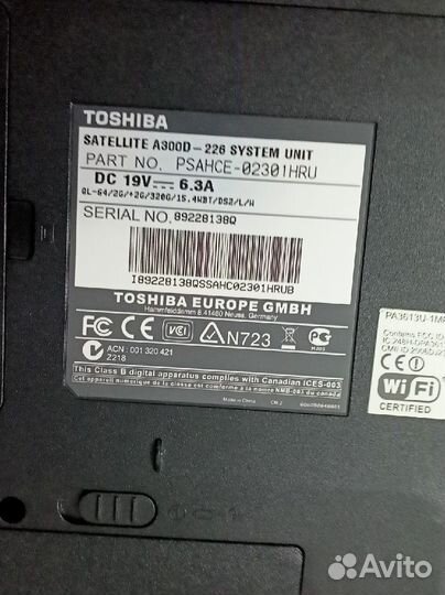 Запчасти Toshiba Satellite A300D-226