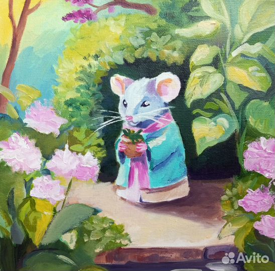 Диптих Мышки в саду Картины маслом