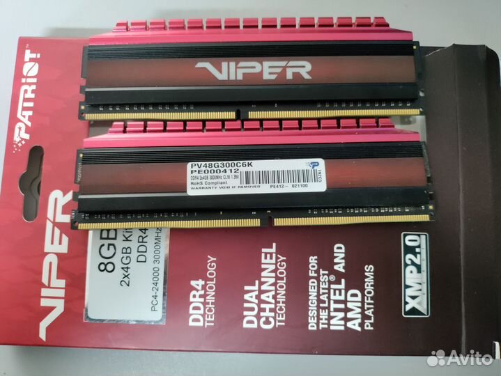 Озу DDR4 8гб. (2x4gb)