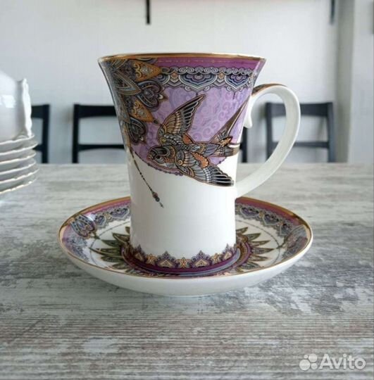 Чашка с блюдцем фарфор премиум новая