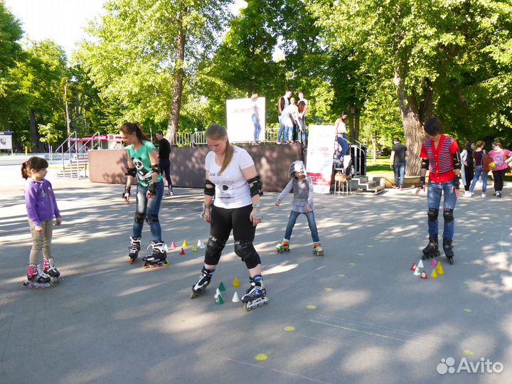 Школа катания. Инструктор. Тренер. Ролики. Скейт