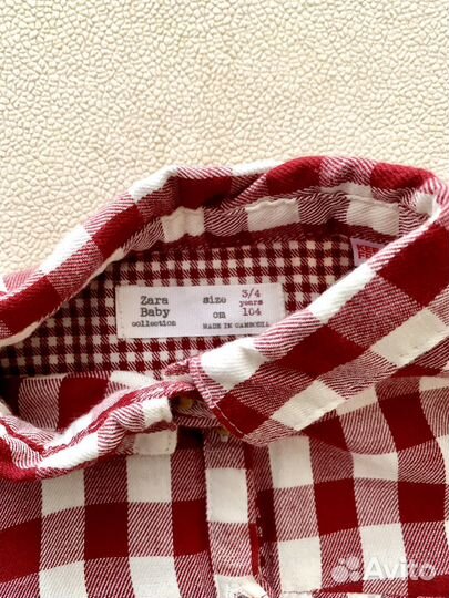 Платье рубашка Zara детское в клетку теплое 104