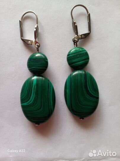 Малахитовые серьги