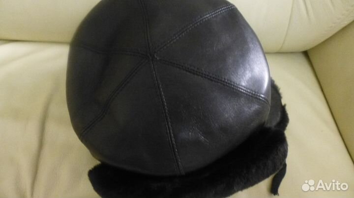 Шапка ушанка кожаная детская