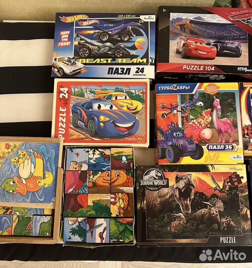 Пазлы детские от 24 до 104 деталей, кубики