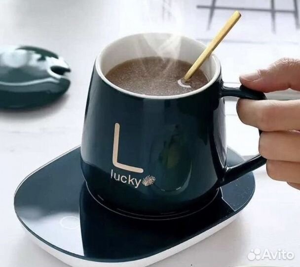 Кружка с подогревом с крышкой и ложкой