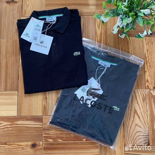 Polo lacoste мужское черное