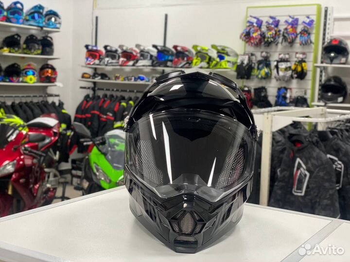 Шлем Мотард hizer black/grey