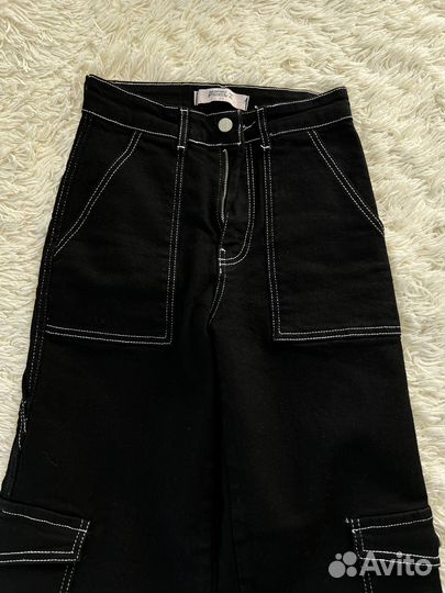 Черные женские джинсы карго feelz