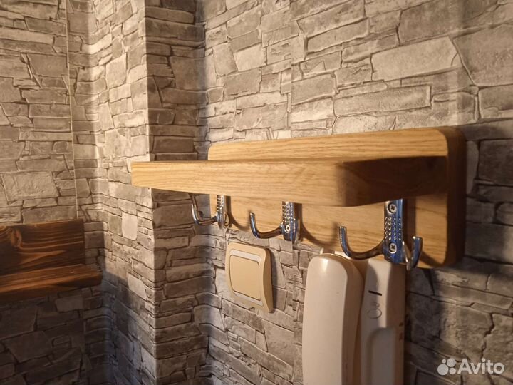 Полка настенная. Вешалка ключница. Дуб