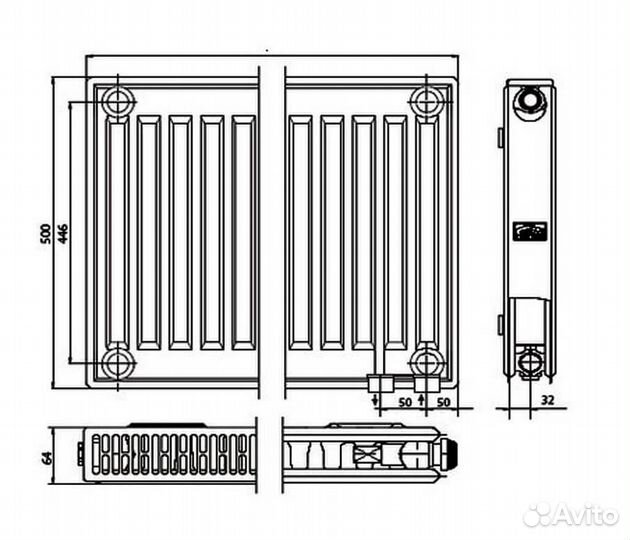 Kermi FTV 12 500x2000 панельный радиатор с нижним