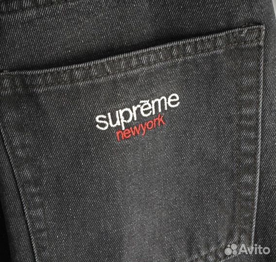 Джинсовые шорты широкие supreme черные