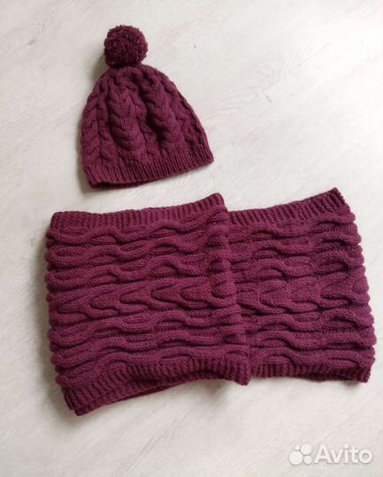Комплект шапка и снуд женский