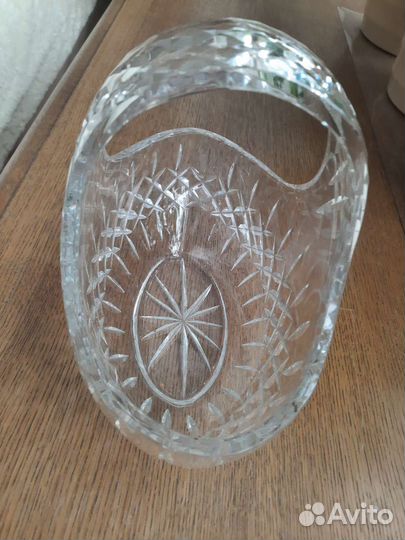 Ваза корзина хрустальная 23 на 19