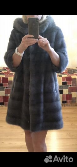 Шуба норковая с капюшоном