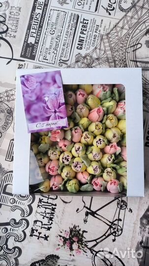 Зефирные цветы в коробке Москва Троицк