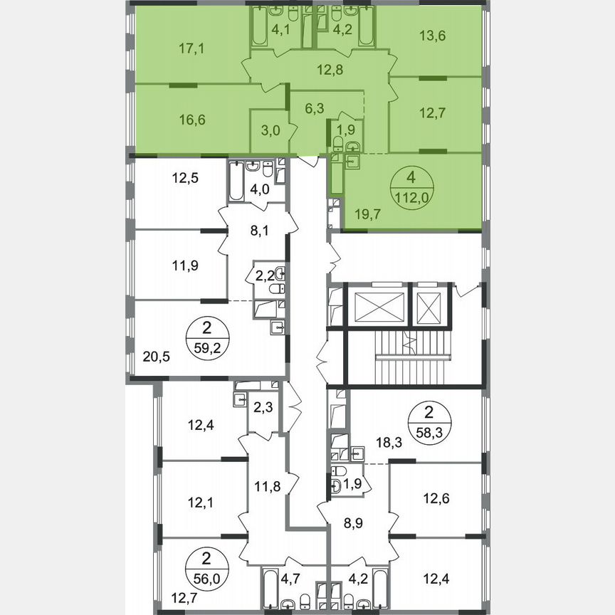 4-к. квартира, 112 м², 16/17 эт.