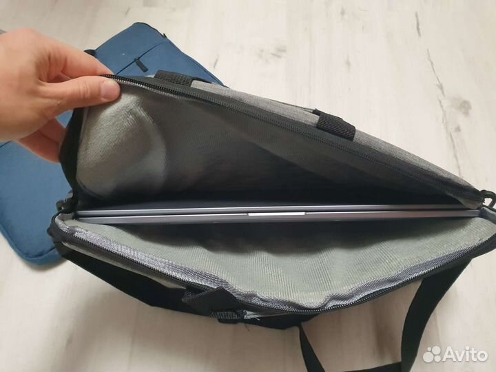 Новая сумка для ноутбука серая/синяя