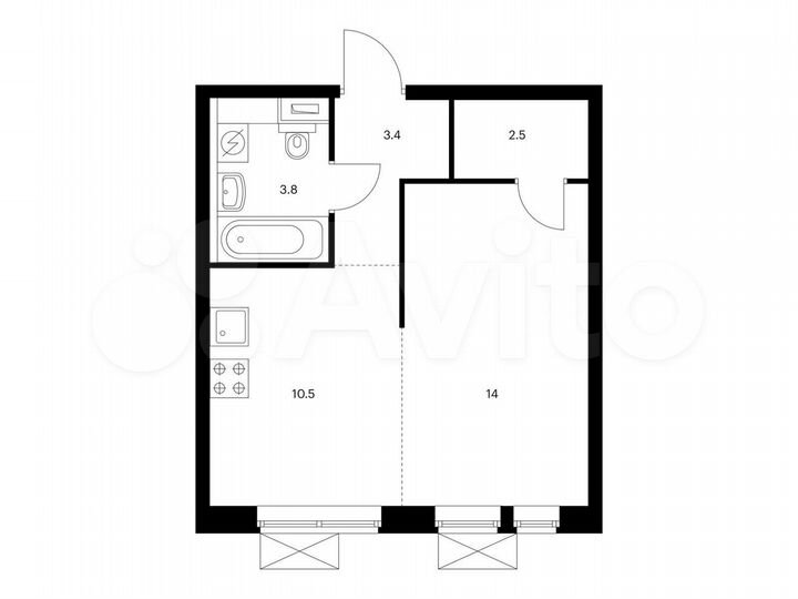 1-к. квартира, 34,2 м², 30/33 эт.