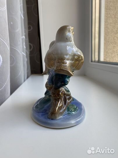 Фарфоровая статуэтка СССР Гжель Птички Песнопения