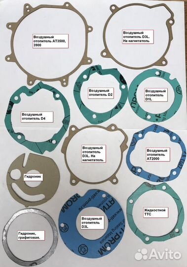 Испарительные сетки, прокладки Webasto Eberspacher