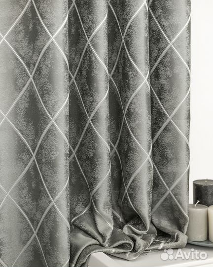Шторы жаккард Леман Стальной