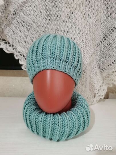 Комплект шапка и снуд размер 54-56
