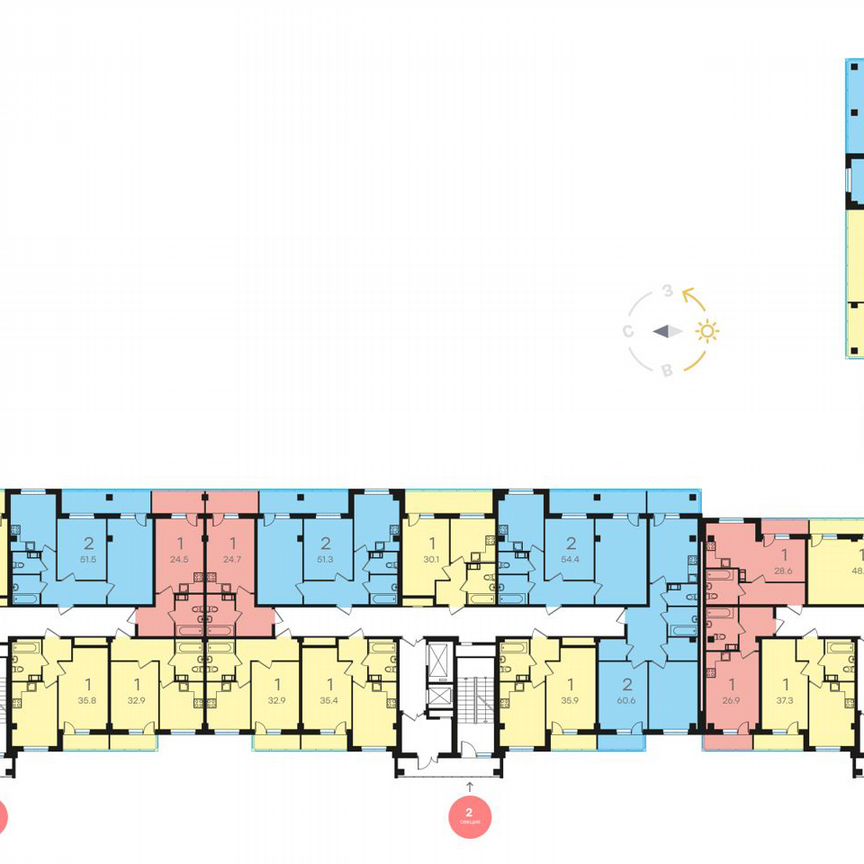 2-к. квартира, 59,8 м², 14/15 эт.