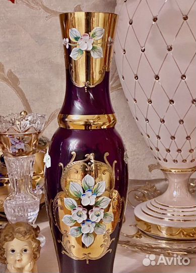 Богемия. Ваза для цветов 30 см. Винтаж