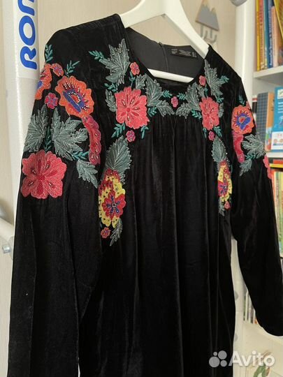 Бархатное платье zara