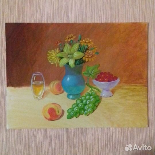 Картина маслом на холсте цветы фрукты