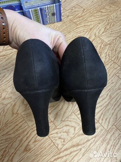 Туфли замша черные 40 размер б/у
