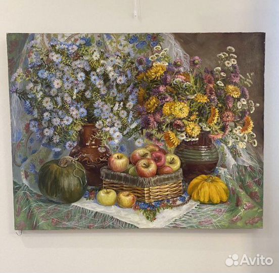 Натюрморт «Голубые ромашки» холст, масло