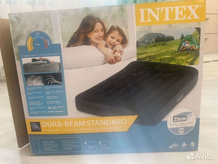 Кровать надувная с подголовником 1,37x1,91x25см